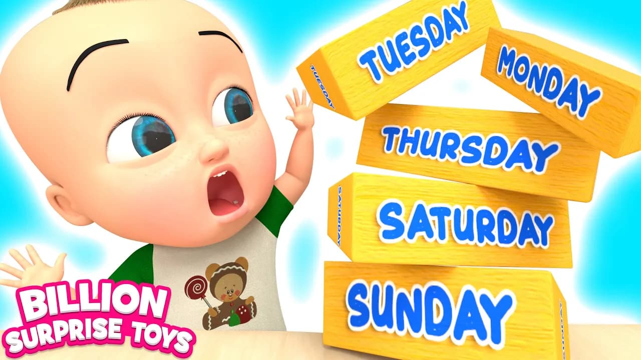 Johnny and Dolly learning Seven Days of Week | Song for Children