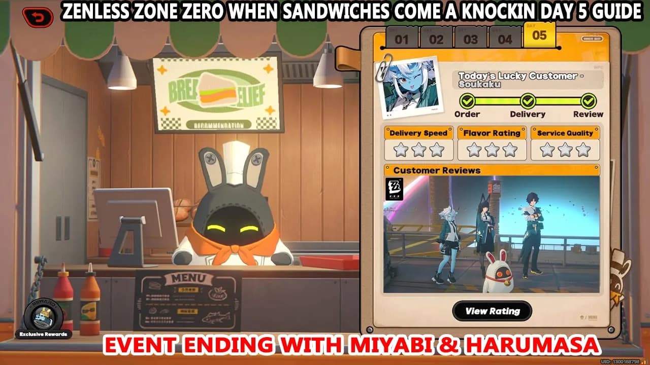 Zenless Zone Zero When Sandwiches Come A Knockin Day 5 Guide - Event Ending with Miyabi & Harumasa